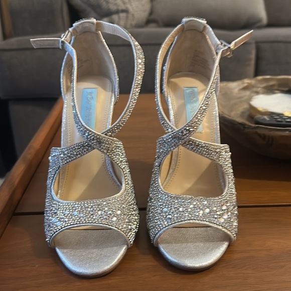 Blue by Betsy Johnson Strappy Heels with Rhinestones - Picture 3 of 9